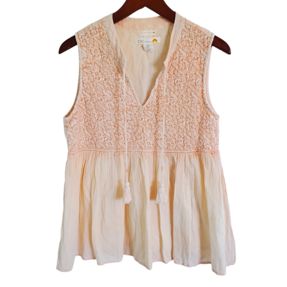 Peplum Blouse with Floral Detail in Size Small